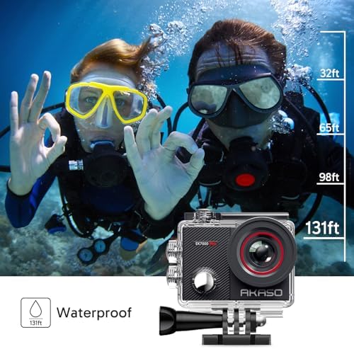 AKASO EK7000 Pro 4K30fps Action Camera with Touch Screen EIS 131ft Waterproof Underwater Camera Remote Control 5X Zoom with Helmet Accessories Kit (Standalone) - Image 4