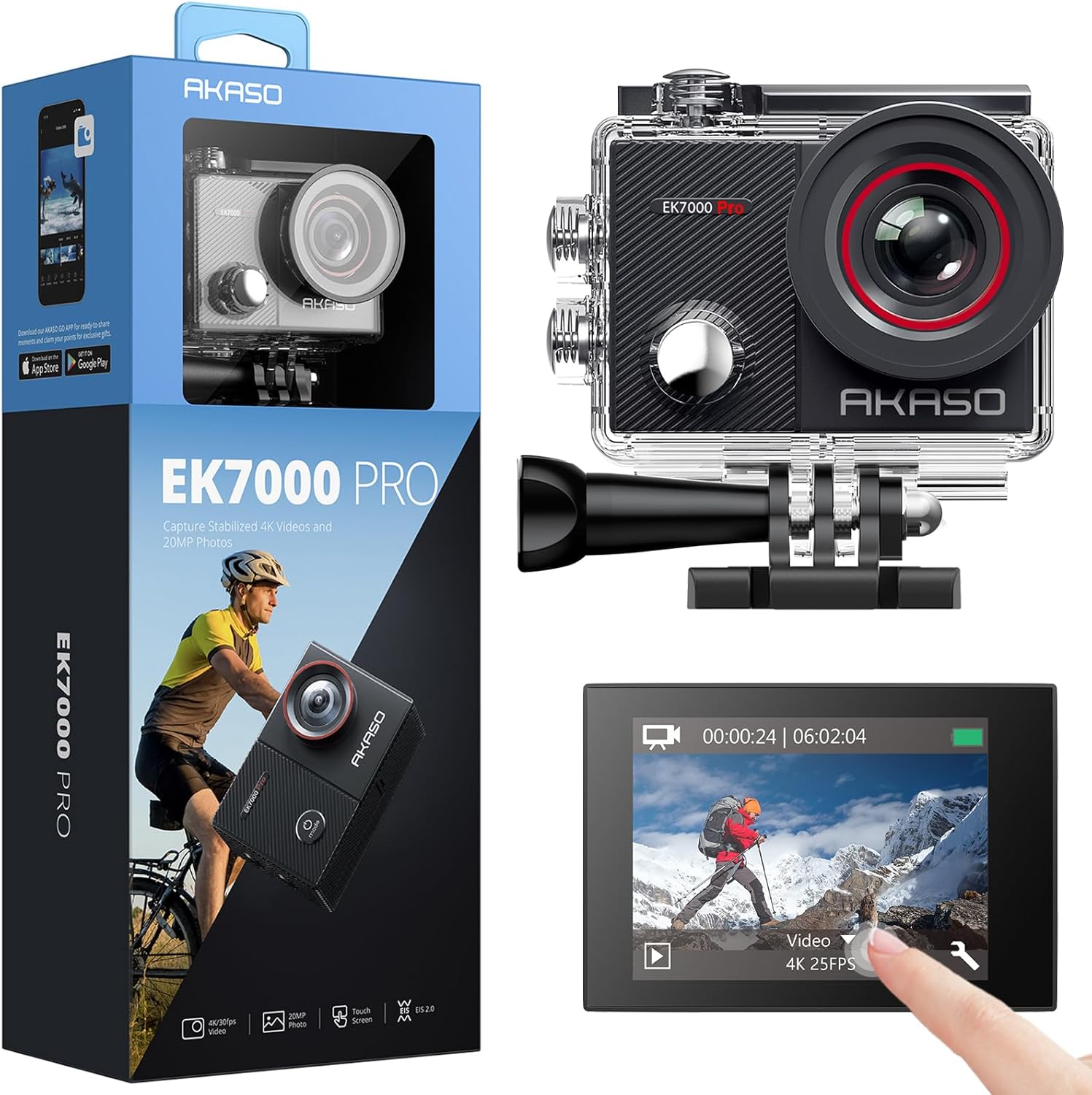 AKASO EK7000 Pro 4K30fps Action Camera with Touch Screen EIS 131ft Waterproof Underwater Camera Remote Control 5X Zoom with Helmet Accessories Kit (Standalone) - Image 9